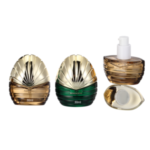New Design Shell Shape Dropper Bottle 30ml Dropper Bottles Customize White Gold Custom Essential Oil Bottle