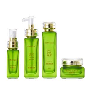Printed Gray Semi-Transparent Cosmetic Bottles with Screw Cap Empty Glass Cans for Skincare Sets Packaging