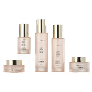 Light Orange Texture Cosmetics Glass Container Set 50G Cream Glass Bottle Skin Care Cream Set Lotion Bottle Packaging