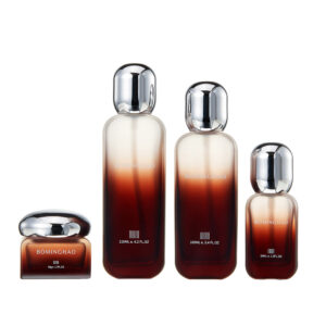 Classic Retro Translucent Skin Care Bottle Custom Empty Cosmetic Packaging Glass Lotion Pump Bottle