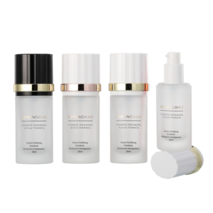 Custom 30ml Flat Glass Foundation Bottle for Skin Care Cream New Emulsion Cosmetic Packaging with Screw Cap Seal
