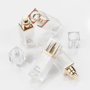 OEM ODM Luxury 40ml Pearl White Glass Foundation Bottle Essence Skin Cream Pressure Pump Screw Cap Eco-friendly Face Cream Amber