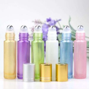 Wholesale BMH Brand 5ml 10ml Clear Glass Pump Bottle with Steel Roller Gold Lid for Essential Oil Skin Care Serum & Face Cream