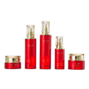 Wholesale Custom Luxury Cosmetic Glass Empty Bottles 150ml 120ml 50ml 50g 30g Beautiful Red Flat Practical Cosmetic Packaging