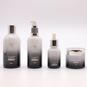 High Quality White Black Gradient Round Shape Eco-friendly Recyclable Screw Cap 30ml Cosmetic Glass Bottle for Skin Care Cream