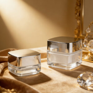High End Cosmetic Big Mouth Glass Jars with Plastic Cap Skincare Jars Lotion Eye Cream Custom Color & Shape Cosmetic Containers