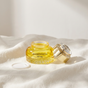 Wholesale 30g 50g 100g Empty Transparent Yellow Eco-friendly Recyclable Cosmetic Cream Glass Screw Cap Guangdong Origin Surface