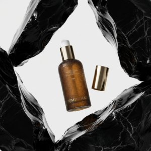 Good Quality Brown Matte Textured Glass Cosmetic Bottle 50/80/100ml Cylinder Shape with Gold Cap and Screen Printed Design