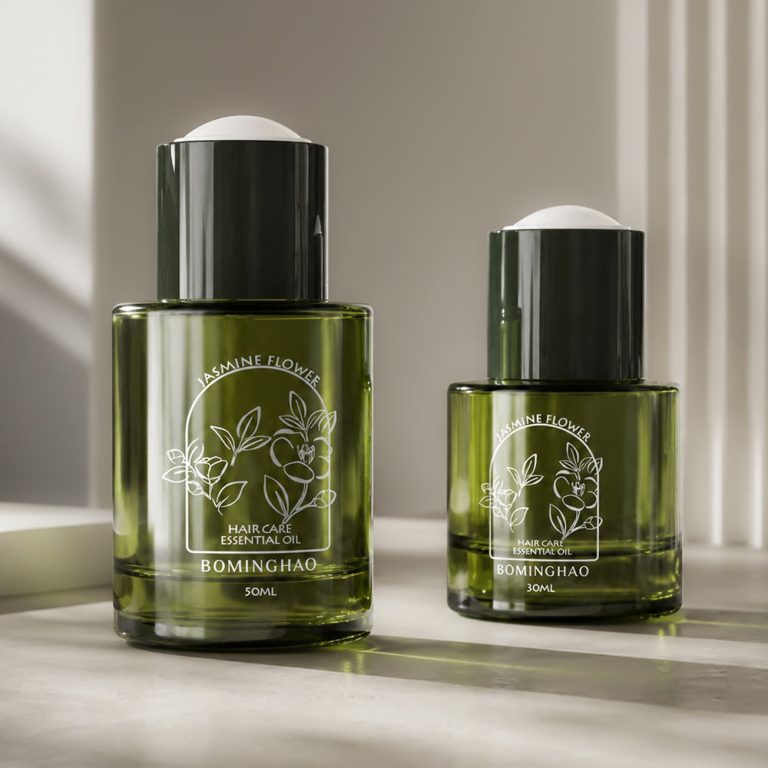 Premium Green Glass Dropper Bottle Custom Essential Oil Serum Packaging Private Label Skincare Container Supplier