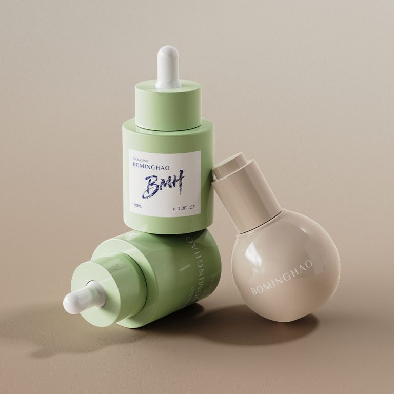 Thick Bottom Clear Dark Green & Amber Frosted Glass Dropper Bottle 30g 40g 50g Volume for Skin Care Serum & Cream Packaging